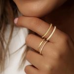 Stackable Rings for Women 14K Gold Plated Stackable Thin Ring Minimalist Non Tarnish Cubic Zirconia Band Rings Dainty Trendy Statement Stacking Ring Set - Image 2