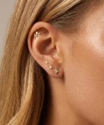 14K Gold Plated Stud Earrings for Women Trendy Hypoallergenic Gold Silver Cartilage Tragus Earring Set for Multiple Piercing Dainty Cute Small Helix Earrings Stack Jewelry for Men - Image 2