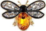 Bee Brooch Pin, Honey Bee Rhinestone Pins Vintage Crystal Insect Themed Lapel Pins Stylish Accessories for Women Men Party Dating Daily