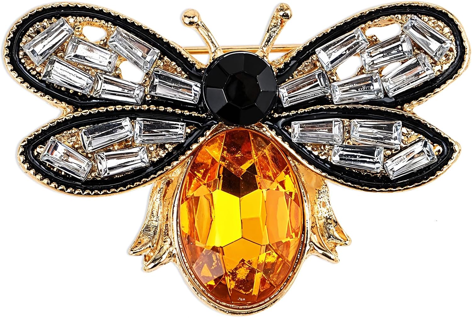 81w0dE4sEEL._AC_SL1500_.jpg Bee Brooch Pin, Honey Bee Rhinestone Pins Vintage Crystal Insect Themed Lapel Pins Stylish Accessories for Women Men Party Dating Daily - Image 1